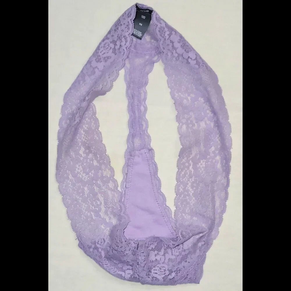 NWOT Women's Aerie Purple Lace Thong Size M Sexy - Picture 6 of 7